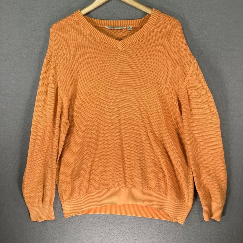 Paradise Collection Mens Orange Cotton V Neck Sweater Size‎ XL
